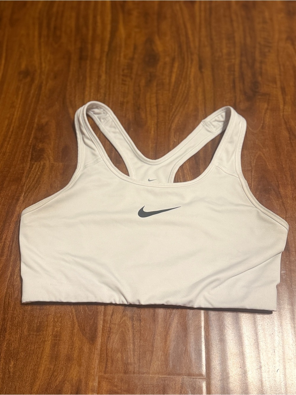 Nike Light Cream Sports Bra with Black Swoosh